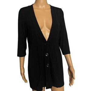 J. Jill Women's Black V-Neck Cardigan Sweater Size S 3/4 Sleeve